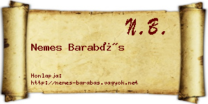 Nemes Barabás névjegykártya